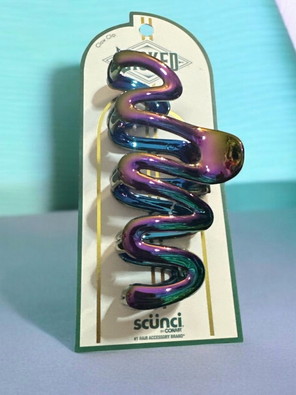 scunci Iridescent Wave Zigzag Claw Clip - Purple Blue Green
1821